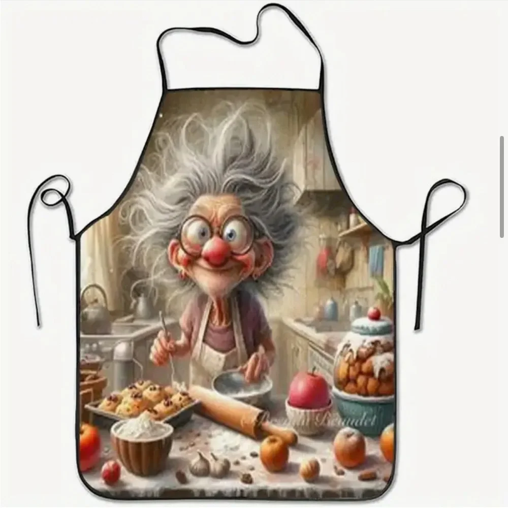 Grandma’s Apron – Cute Baking Print, Adjustable Neck, 100% Polyester